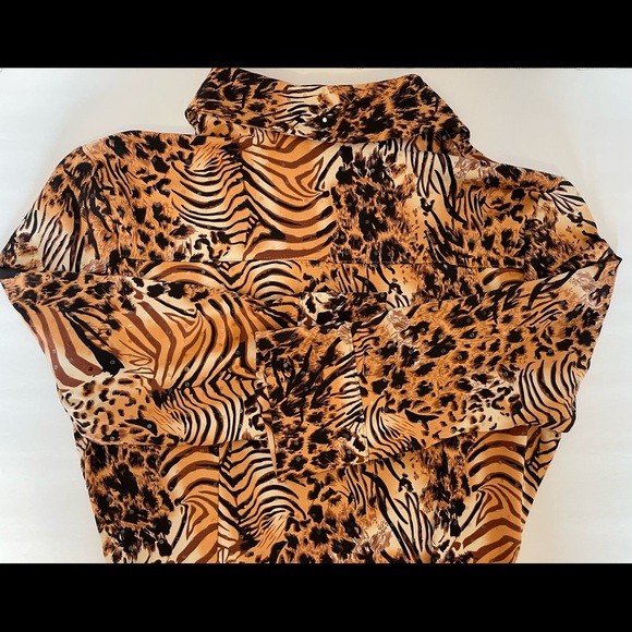 Essentials by Milano Womens Animal Print Top Clear Sequins Size Small - Picture 8 of 14